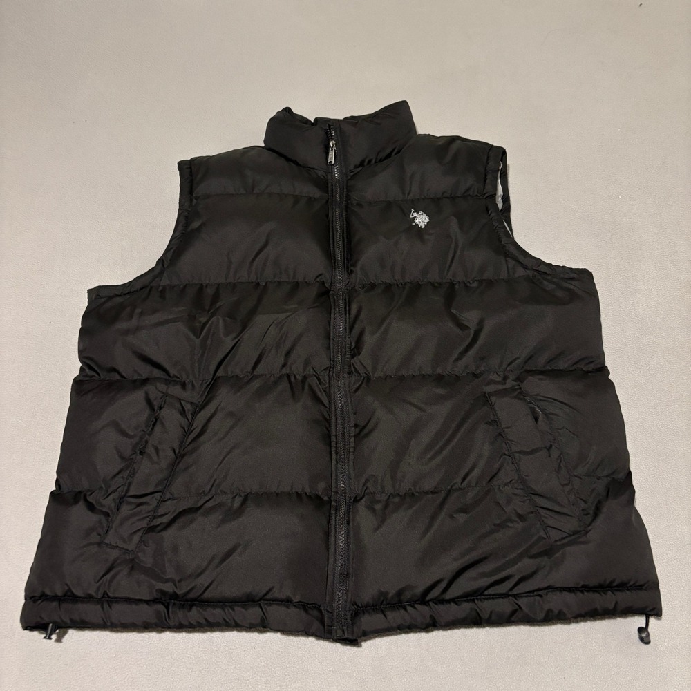 US Polo Assn Mens Puffer Vest Black XL Quilted Zip Up Sleeveless Jacket
